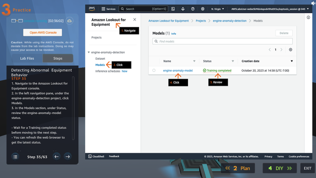 Image shows step-by-step instructions for a guided practice phase of an interactive experience.