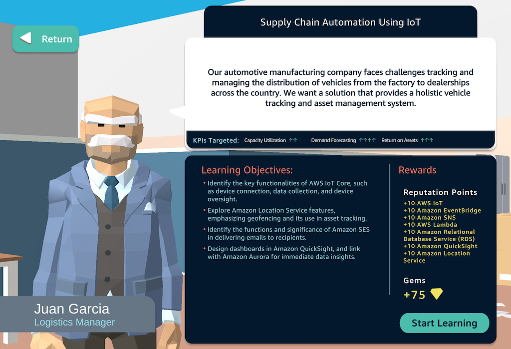 Overview of an industrial manufacturing and supply chain automation task using IoT technologies.