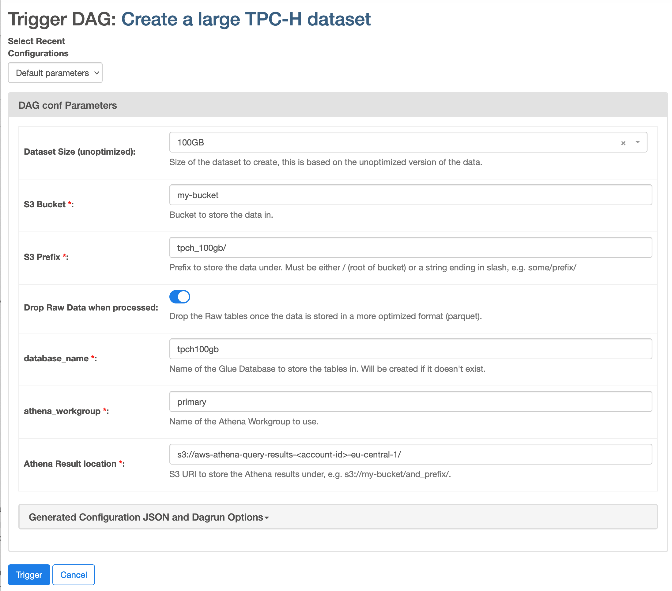 Trigger DAG: Create a large TPC-H dataset